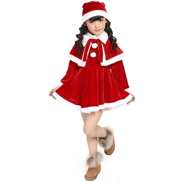 Girls Outfits&Set Toddler Kids Baby Girls Christmas Clothes Party Dresses with Shawl and Hat Set for Festive Celebrations