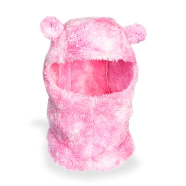 WinterProof Cherry Rose Pink Tie Dye Plush Bear Balaclava