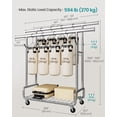 thumbnail image 3 of Support à Vêtements Roulant Robuste avec Tringles Doubles Extensibles, Capacité de 594 lb, Hauteur Réglable à 3 Niveaux avec Tablette, Organisateur de Rangement Mobile, Argent, 3 of 7