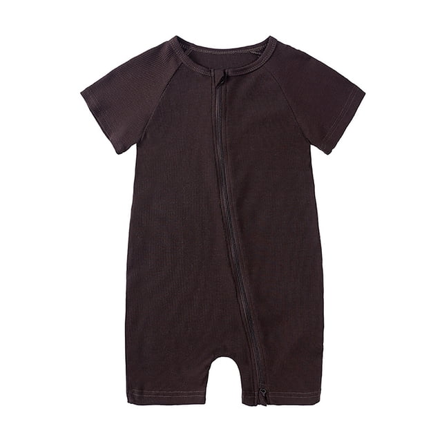 MIASHUI Barboteuse Bébé Unisexe à Manches Courtes Garçon Fille Combinaisons Vêtements Doux, Brun, 2-3 Ans