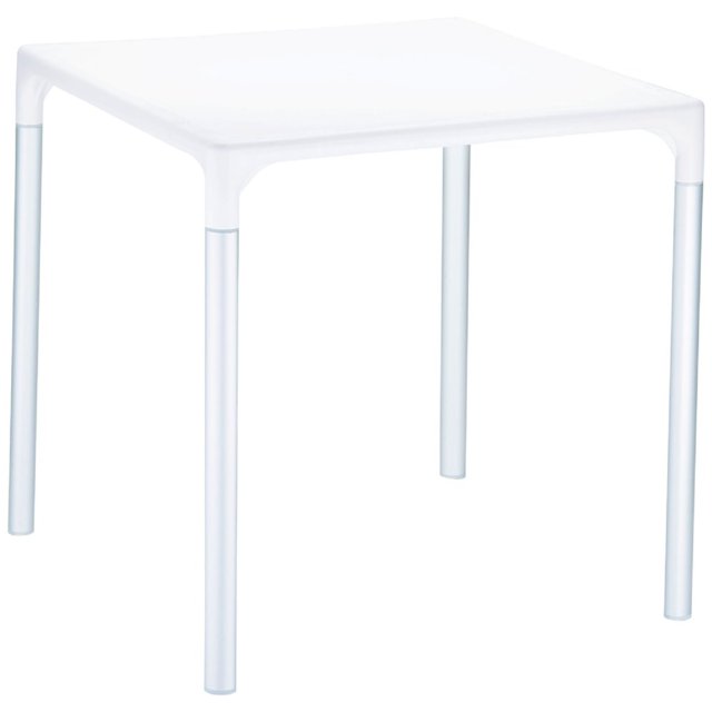 Siesta ISP758-WHI Table Carrée de 28 Po en Mangue et Alu, Blanche, avec un Plateau Carré de 28 Po en Résine et des Pieds en Aluminium. Conçue pour l'Extérieur, Résistante aux Intempéries et aux Rayons UV. Légère à 20 Lb, Empilable et Facile à Nettoyer, Idéale pour les restaurants, les Hôtels Ou les Zones Intérieures et Extérieures à Fort Passage.