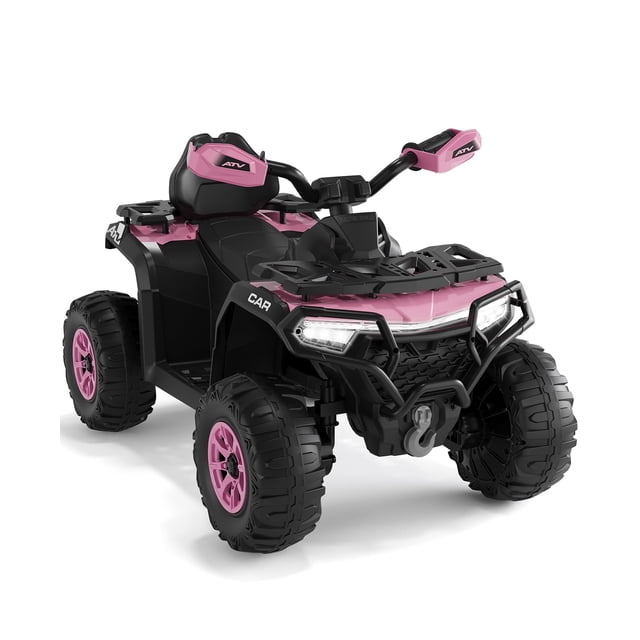 Ourlova 12V Electric Ride-On Car for Kids 3-8 Years, Dual 45W Motors, Remote Control, LED Lights, Music Player, Emergency Brake