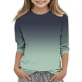 thumbnail image 1 of 2025 Filles T-Shirts Décontractés Manches 3/4 Col Rond Tops d'Été T-Shirts Unis Blouses d'Automne Chandail Tops Gris, 1 of 6
