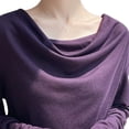 thumbnail image 4 of Roncen Haut à Manches Longues à Col Bénitier pour Femme, Blouse de Base Unie Drapée, Essentiel Extensible pour Superposition, 4 of 5
