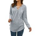 thumbnail image 1 of Women‘s Solid Color Long Sleeve Printed Top Pink M, 1 of 3