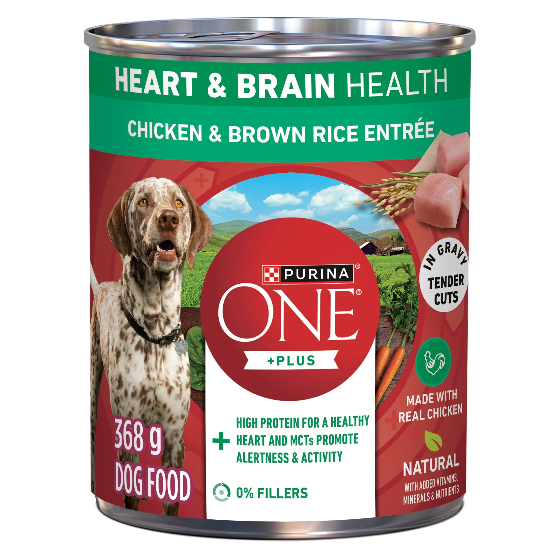 Purina ONE +Plus Heart & Brain Health Chicken & Brown Rice Entrée, Wet Dog Food, 368g