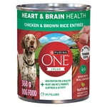 Purina ONE +Plus Coeur & Santé du cerveau Poulet & Riz Brun Entrée, Nourriture pour chiens mouillés, 368g