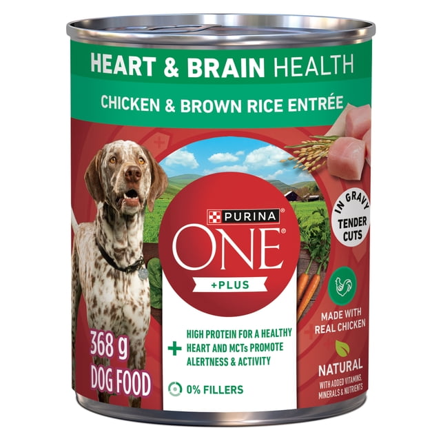 Purina ONE +Plus Heart & Brain Health Chicken & Brown Rice Entrée, Wet Dog Food, 368g