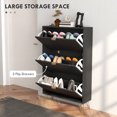 thumbnail image 4 of HOMCOM Shoe Storage Cabinet with 3 Flip Drawers for 18 Pairs of Shoes Black, 4 of 10