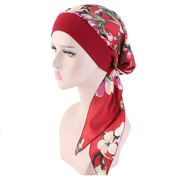 Yaman Visor hats for women Women‘s Casual Loose Print Chemo Beanie Cancer Headwear Turban Cap Polyester