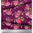 thumbnail image 2 of Soimoi Tissu Satin Modal Feuilles, Rose et Pivoine Tissu Imprimé Floral 1 Yard 42 Pouces de Large, 2 of 3