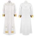 thumbnail image 1 of Moggemol Robe d'Église pour Hommes avec Étole Costume de Prêtre Jeu de Rôle Manches Longues Croix Dorée Blanc m, 1 of 7