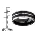 thumbnail image 4 of Men Tungsten Two-Tone Wedding Band Grooved Ring 8MM Black Silvetone, 4 of 4