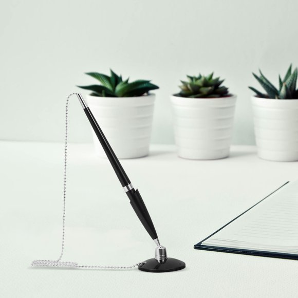 TABLZONE Office Signature Pen Black Multi Function Desktop Ballpoint with Chain for Bank and Hotel