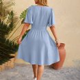 thumbnail image 4 of QIPOPIQ Spring Summer Dress for Women Casual Ruffle Short Sleeve Wrap V-Neck Dress with Pockets Clearance, 4 of 4
