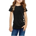 thumbnail image 1 of Kcodviy Tunique à Nœud Boutonnée Courte Camisoles pour Filles Hauts T-Shirt à Manches pour Filles T-Shirt Décontracté Hauts Blouse à l'Avant Tee Hauts d'Hiver pour Filles Enfants Hauts pour Filles, 1 of 8