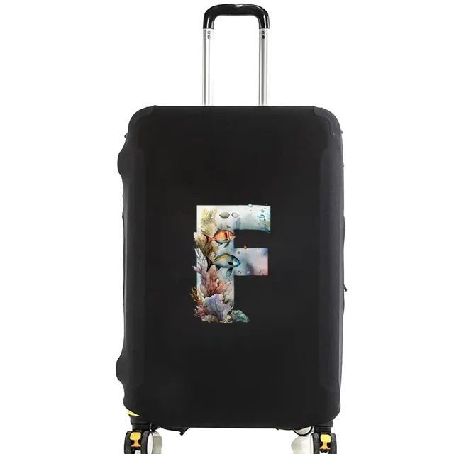 Luggage Covers Protective Cover Travel Luggage Scratch Proof Dust Cover Reusable Dust Cover Washable Fish Letter Print Pattern 8fish letter F S
