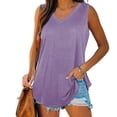thumbnail image 2 of AherBiu Womens Tank Tops V Neck Basic Solid Color Tops Flowy Loose Fitted Summer Sleeveless Camis Shirts, 2 of 7