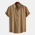 thumbnail image 1 of SDNall Chemise Décontractée pour Homme Unie à Col Rabattu à Manches Courtes avec Fermeture à Boutons Blouse Hawaïenne, 1 of 1