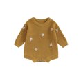 thumbnail image 1 of FOCUSNORM Combinaison Tricotée pour Bébé Fille Broderie Florale Col Rond Manches Longues pour Automne Hiver, 1 of 8