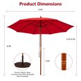 thumbnail image 4 of Costway 9.5 FT Patio Rope Pulley Wooden Umbrella Market w/Fiberglass Ribs Outdoor Red, 4 of 10