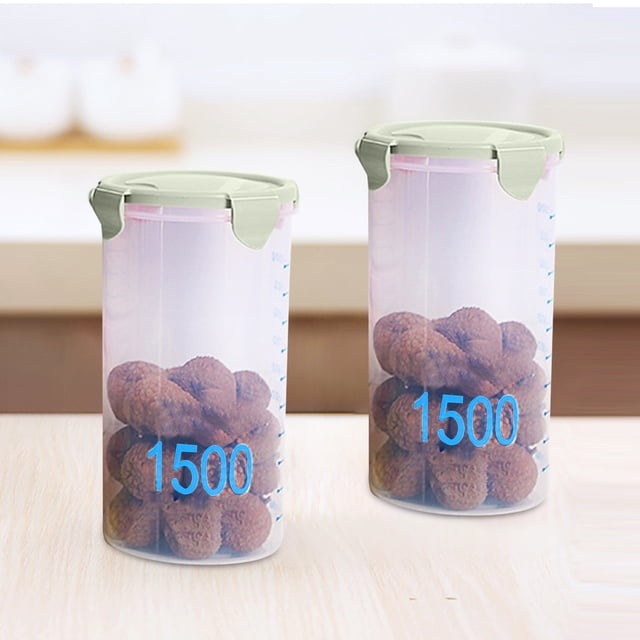 Birdeem Stackable Plastic Storage Jars with Measurement Scale,Airtight Food Storage Containers for Kitchen and Pantry Use,Microwave and Freezer Safe,Available in Multiple Sizes