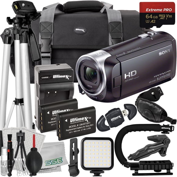 Ultimaxx Advanced Sony HDR-CX405 HD Handycam Bundle (International Model) - Includes: 64GB Extreme Pro Cards, 2x Replacement Batteries, Lightweight Tripod, Tabletop Tripod & Much More (23pc Bundle)