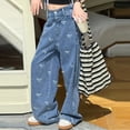 thumbnail image 4 of GDREDA Kids Girls Ripped Distressed Washed Baggy Wide Leg Casual Jeans (Blue,10-12 Years), 4 of 9