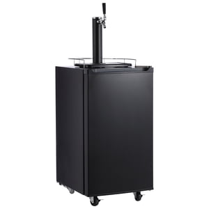 Beer Kegerator, Single Tap Draft Beer Dispenser, Full Size Stainless Steel Keg Refrigerator and Keg Beer Cooler With Shelves & Drip Tray & 4 Casters, 32°F- 50°F Temperature Control, 97L