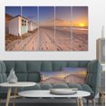 thumbnail image 1 of Row of Beach Huts at Sunset - Art sur Toile Paysage Moderne, 1 of 4