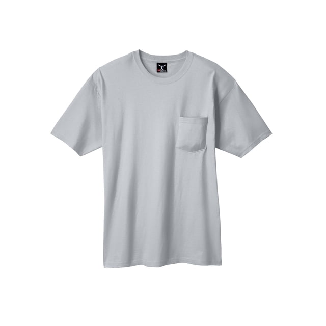 Hanes Beefy-T Men`s Pocket T-Shirt, XL, Ash