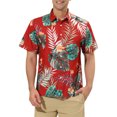 thumbnail image 1 of INSPIRE CHIC Chemises pour Hommes Manches Courtes Imprimé Floral Boutonné Col Pointu Chemise Hawaïenne 38 Rouge Vert, 1 of 6