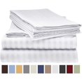 thumbnail image 1 of Deluxe Striped 1800 Prestige Soft and Comfortable Bed Sheets Set, King White, 1 of 1