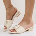 thumbnail image 2 of CHGBMOK Womens Sandals Square - Toe Mule Sandals with Decorative Buckle and Textured Upper Sizes 36-42, 2 of 6