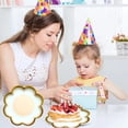 thumbnail image 2 of Plastic Disposable Cake Plates Petaly Shape 9.17 in 10 Count Blue Purple Orange, 2 of 6
