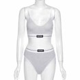 thumbnail image 2 of FOCUSNORM Women's Underwear Set V-neck Backless Camisole + Letter Briefs, 2 of 5