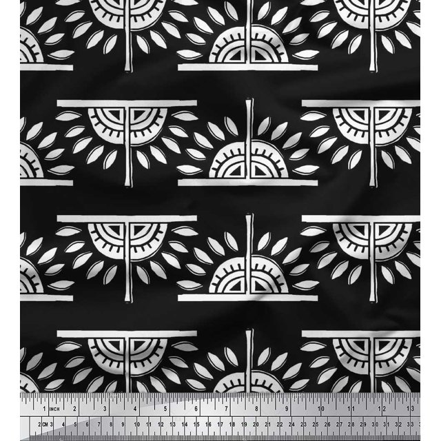 Soimoi Rayon Crepe Fabric Floral Block Fabric Prints by Yard 46 Inch Wide
