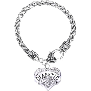 HSHDLDF Bracelet Médical Charme d'Alerte de Sensibilisation au Cœur et au Diabète Bijoux pour Femmes Urgence Premiers Soins Bijoux d'Alerte Santé