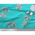 thumbnail image 2 of Soimoi Rayon Crepe Fabric Leaves,Bird & Floral Block Decor Fabric Printed Yard 46 Inch Wide, 2 of 3