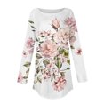 thumbnail image 4 of DPTALR Blouses d'Automne à Col Rond Imprimé pour Femmes Manches Longues Smockées, 4 of 5