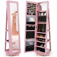 thumbnail image 1 of Costway 360° Rotatable Jewelry Cabinet Armoire 2-in-1 Lockable Mirrored Pink, 1 of 9