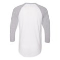 thumbnail image 2 of 5050 Raglan Three-Quarter Sleeve Tee, 2XL, WhiteHeather Grey, 2 of 2