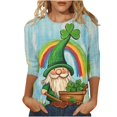 thumbnail image 2 of Mceream T-Shirts pour Femmes à Manches 3/4 Longueur St Patricks Day Shirt, Col Rond de Printemps, T-Shirts Décontractés, Blouses à Imprimé Floral, T-Shirts Graphiques, Tenues d'Été, Hauts Boho, Grande Taille, Chemises à Imprimé Trèfle TTG, 2 of 5