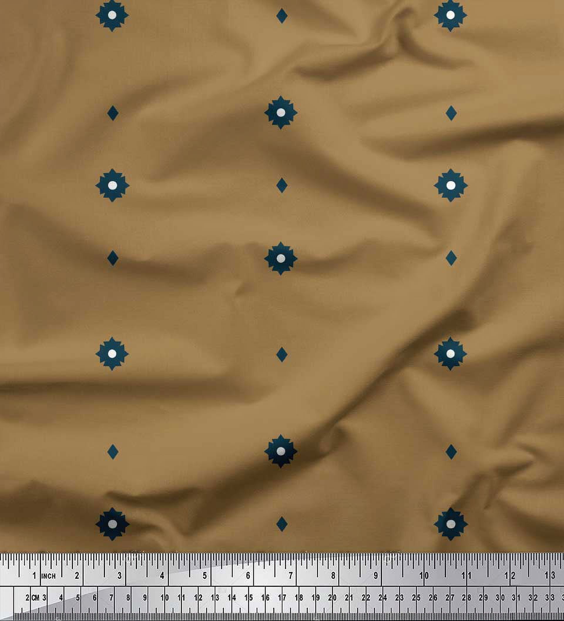 Soimoi Brown polyester Crepe Fabric Butidar Jamdani Print Fabric by the Yard 52 Inch Wide