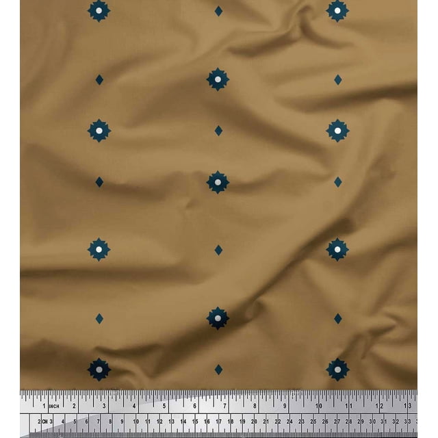 Soimoi Brown Rayon Fabric Butidar Jamdani Printed Fabric 1 Yard 56 Inch Wide