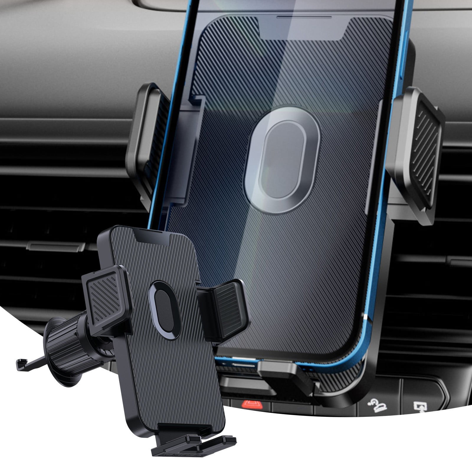 EGNMCR Car Gadgets Gifts, Car Accessories Wider Clamp & Metal Hook Phone Mount For Car Vent [Thick Cases Friendly] Car Phone Hands Free Ventilation Opening For Smartphone Cell phone holder