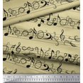 thumbnail image 2 of Soimoi Tissu Beige Moss Georgette Notes d'Instruments de Musique Tissu Imprimé 1 Yard 42 Pouces de Large, 2 of 5