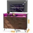 thumbnail image 2 of Commode en Bois à DEL avec Station de Recharge, Commode à 8 Tiroirs, 3 Prises, 2 Ports USB, Synchronisation Musicale, Lumières RVB pour Chambre, Brun Foncé, 2 of 9