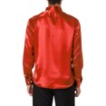 thumbnail image 3 of INSPIRE CHIC Men's Satin V Neck Long Sleeve Button Down Slim Fit Dress Shirts S Red, 3 of 6