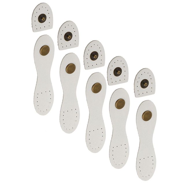 jifeng 5 Sets White Leather Buckle Purse Hasp Notebook Buttons for DIY Handmade Bag